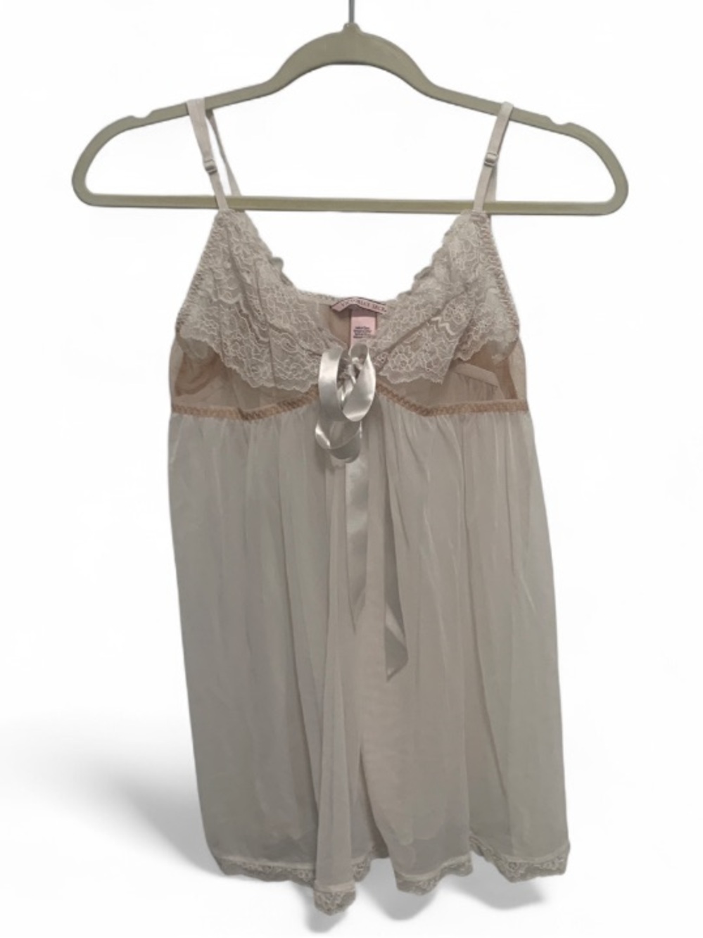 Victoria's Secret White Lace-Trim Babydoll Chemise
